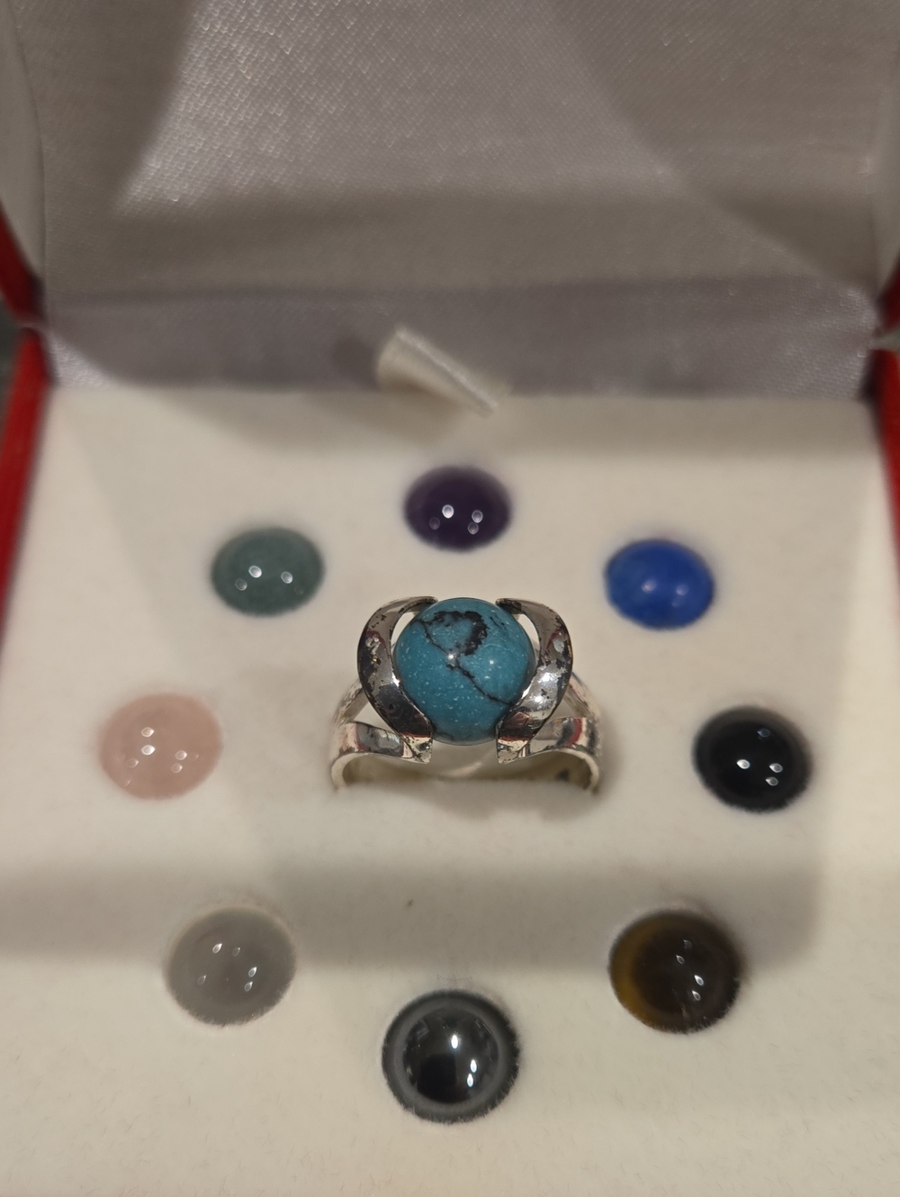 Sterling Silver Multi Stone Statement Ring - 9 Stones